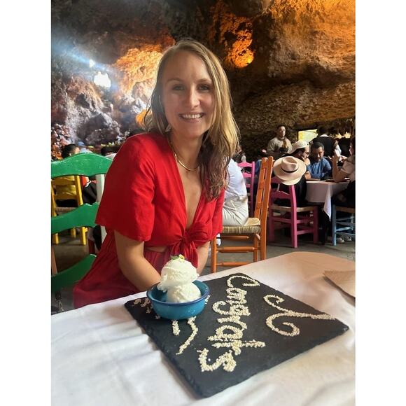 THAKOON Women's Red Linen Blend Tie-Front Short Sleeve V-Neck Romper Size 2 - Picture 8 of 9